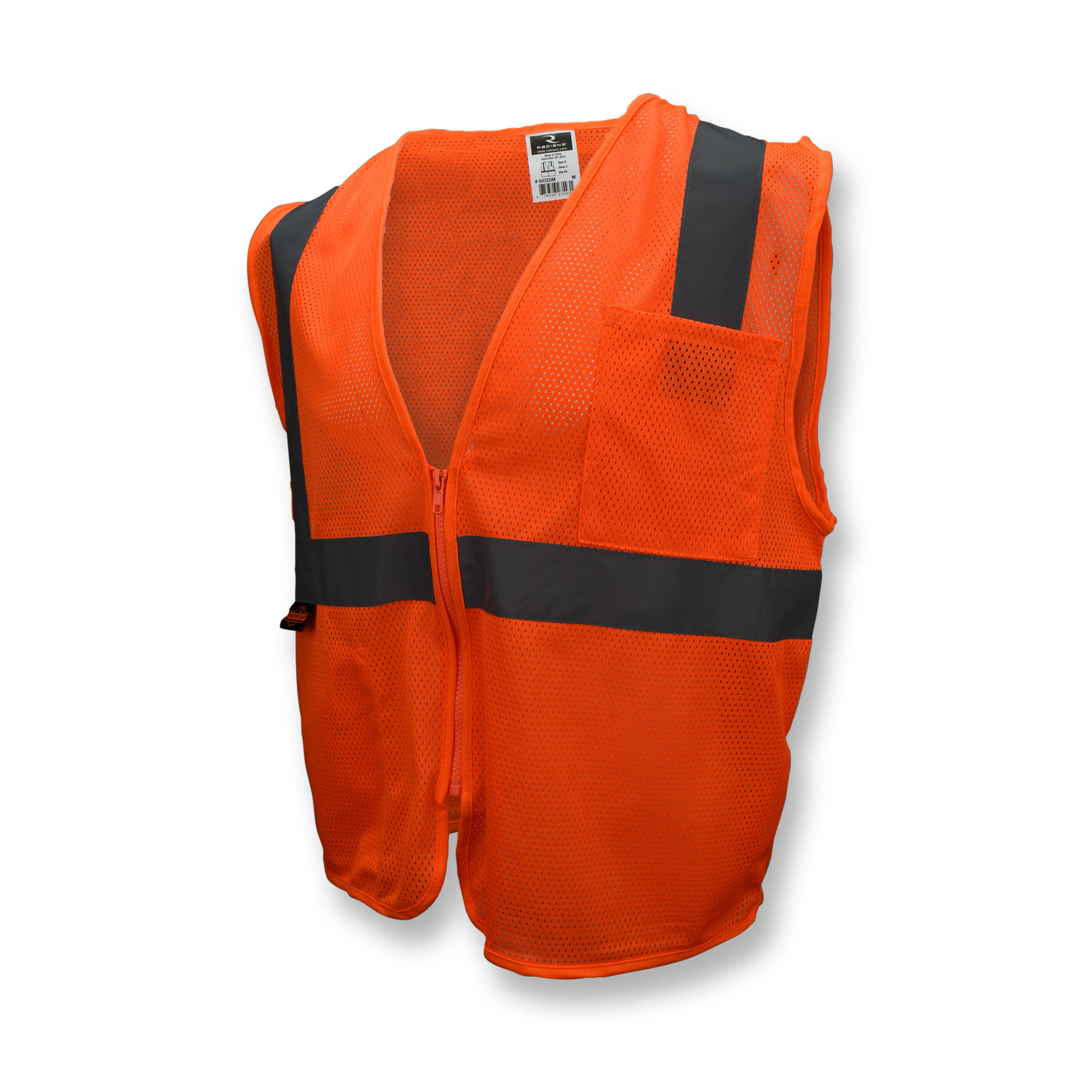 SV2Z Economy Type R Class 2 Mesh Safety Vest with Zipper - Orange - Size 2X - Safety Vests